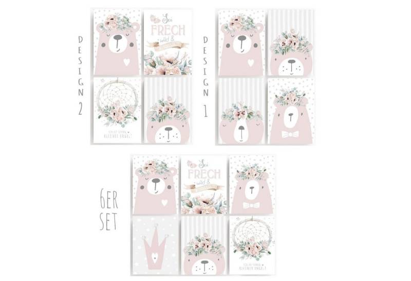 homestyle-accessoires Poster Bilderset Kinderbilder BÄRENSET SEI FRECH, WILD & WUNDERBAR 4er/6er SET DIN A4 ODER DIN A3 Prints --- VERSANDKOSTENFREI ---, Ohne Bilderrahmen von homestyle-accessoires