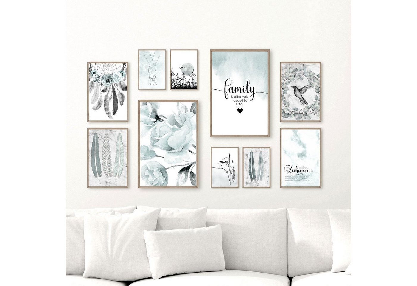 homestyle-accessoires Poster Wandbilder BILDERWAND LOVE MAKES A HOUSE A HOME 10teilig, (10 St), - Ohne Bilderrahmen - sorgfältige & sichere Verpackung von homestyle-accessoires