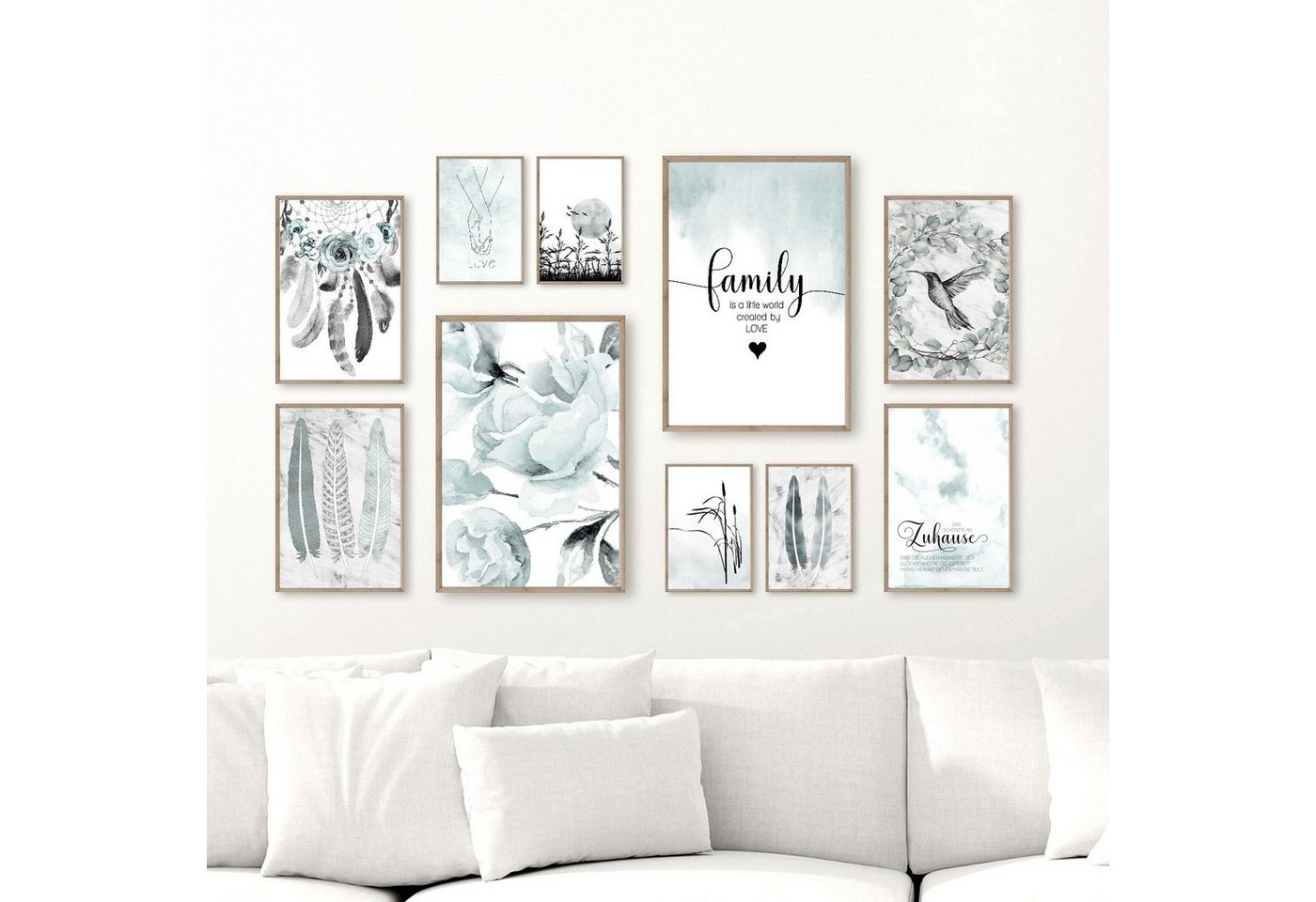 homestyle-accessoires Poster Wandbild Poster LOVE MAKES A HOUSE A HOME DIN A3/A4/A5, (10 St), Ohne Bilderrahmen von homestyle-accessoires