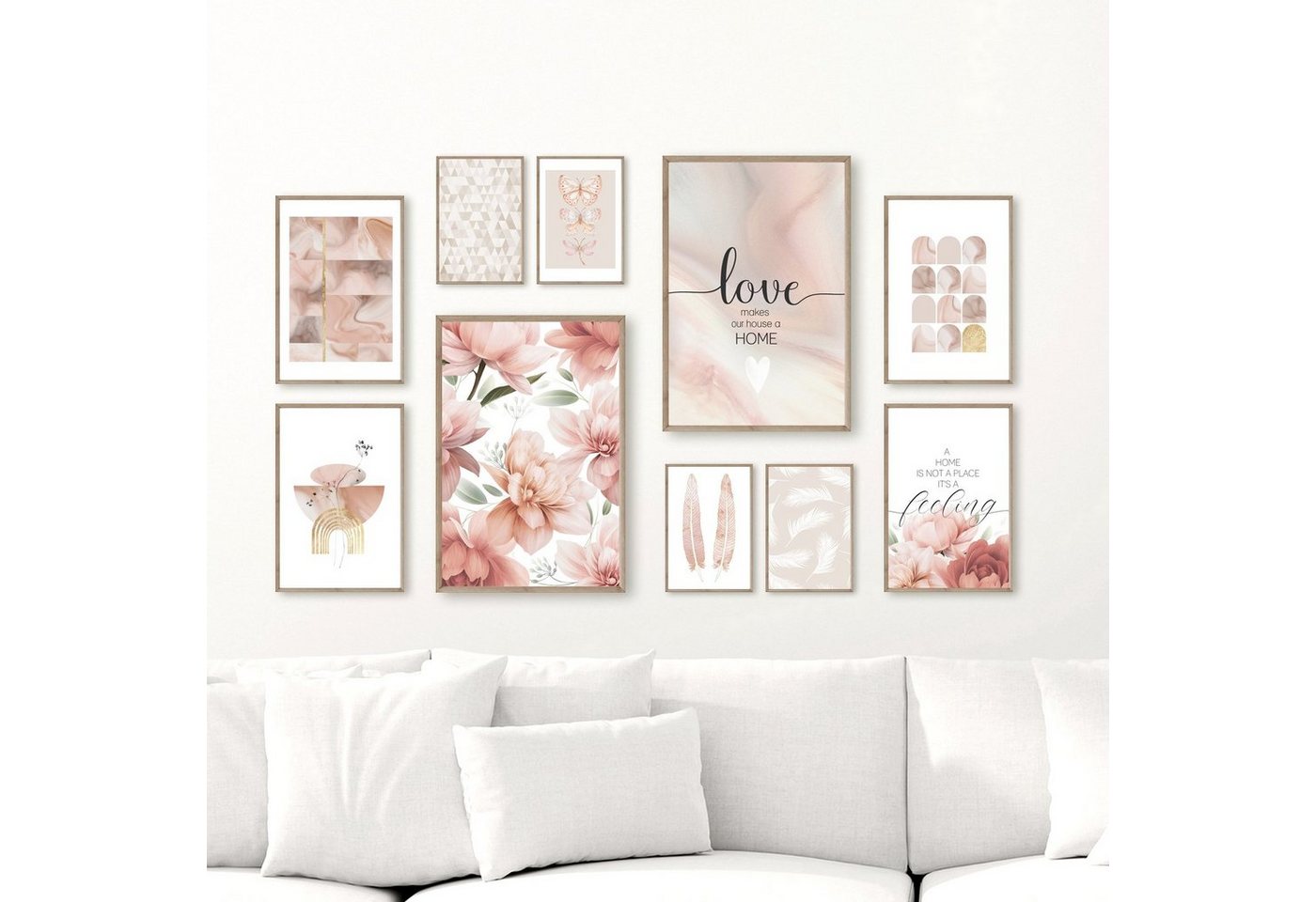 homestyle-accessoires Poster Bilder Set LOVE MAKES OUR HOUSE A HOME A3/A4/A5 Prints, (10 St), Ohne Bilderrahmen von homestyle-accessoires