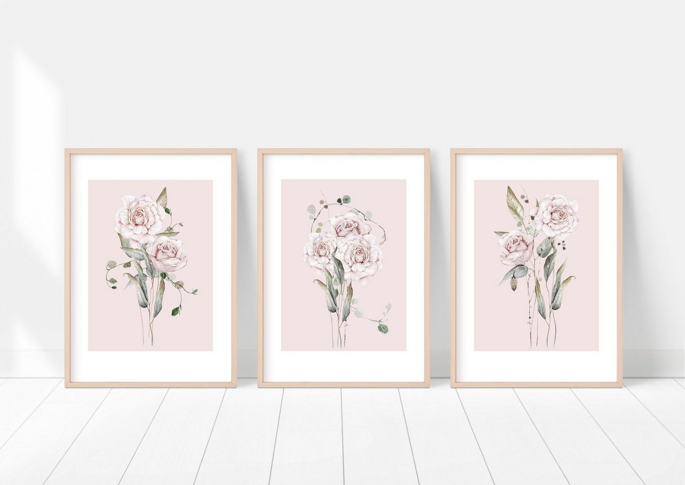 homestyle-accessoires Poster Bilderset ROSEN TRIO ROSES 3er SET DIN A4 ODER DIN A3 Prints, Ohne Bilderrahmen von homestyle-accessoires