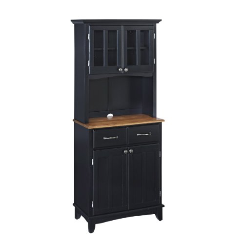 Home Styles Buffet-Buffet-Stall aus Eichenholz und Stall mit Hartholz-Konstruktion, zwei Schubladen, zwei Schränken, verstellbarem Regal und Stall mit Schranktüren und verstellbarem Regal, Schwarz von homestyles
