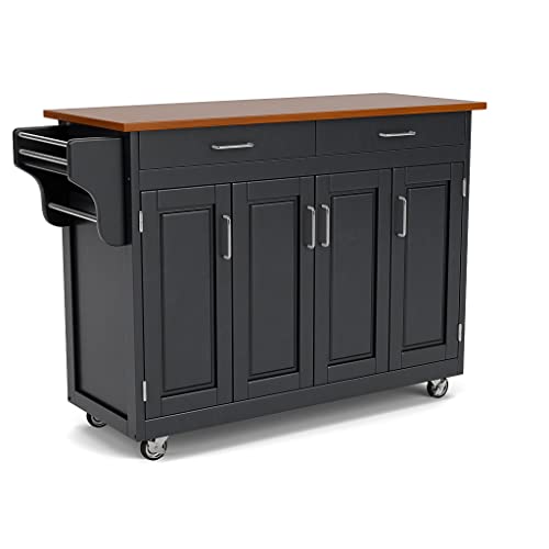 Home Styles Create-a-Cart Küchenschrank mit 4 Türen, Eichenholzplatte, Schwarz von homestyles