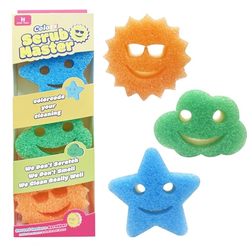 Hometimestore Spülschwamm Kratzfreie Reinigung & geruchsabweisend Doppelseitig Spülschwamm für sanfte & kraftvolle Reinigung, Ideal für Töpfe, Pfannen & hartnäckigen Schmutz, 3er Pack von hometimestore