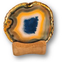 Achatscheibe-Türkis-Blau Beleuchtet Mit Einem Teelicht-Kerzenhalter Aus Holz, Tb110 Achatscheibe-Türkis-Blau Beleuchtet Mit Einem Teelicht-Kerzenhalter Aus Holz, Tb110 von hometrendsandmore