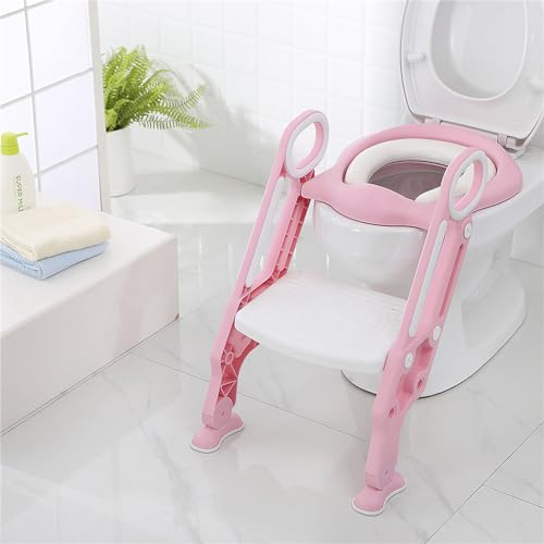 Homewell Kindertoilette Mit Treppen, Verstellbaren Und Klappbaren Kindertoilette Mit Weichen Pu -Kissen, Toilettensitze Für Kinder Für Jungen Und Mädchen Geeignet von homewell