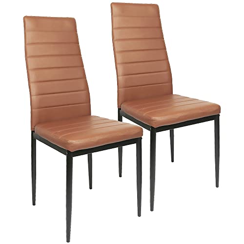 homewell 2er Set Esszimmerstühle, Küchenstühle, Hoher Rückenlehne und Ergonomischer Bürostuhl mit PU Leder, Elegante und Moderne Esstisch-Stühle aus Kunstleder, 42 * 48 * 98cm von homewell