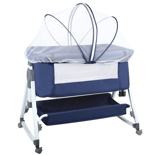 homewell 3 in 1 Babybett, Beistellbett Baby & Stubenwagen, Höhenverstellung und Einstellung der Neigung der Matratze, 4 Räder mit Bremse Ergonomische Matratze Tasche homewell 3 in 1 Babybett, Beistellbett Baby & Stubenwagen, Höhenverstellung und Einstellung der Neigung der Matratze, 4 Räder mit Bremse Ergonomische Matratze Tasche von homewell