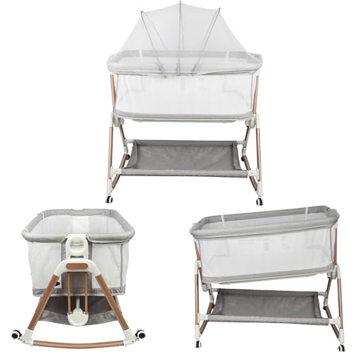 homewell 3 in 1 Babybett, Beistellbett Baby & Stubenwagen, Verstellbarer Co-Sleeper, Höhenverstellung und Einstellung der Neigung der Matratze, 4 Räder mit Bremse homewell 3 in 1 Babybett, Beistellbett Baby & Stubenwagen, Verstellbarer Co-Sleeper, Höhenverstellung und Einstellung der Neigung der Matratze, 4 Räder mit Bremse von homewell