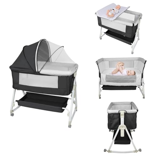 homewell 4 in 1 Babybett, Beistellbett Baby & Stubenwagen & Wickeltisch, Höhenverstellung und Einstellung der Neigung der Matratze, 4 Räder mit Bremse homewell 4 in 1 Babybett, Beistellbett Baby & Stubenwagen & Wickeltisch, Höhenverstellung und Einstellung der Neigung der Matratze, 4 Räder mit Bremse von homewell