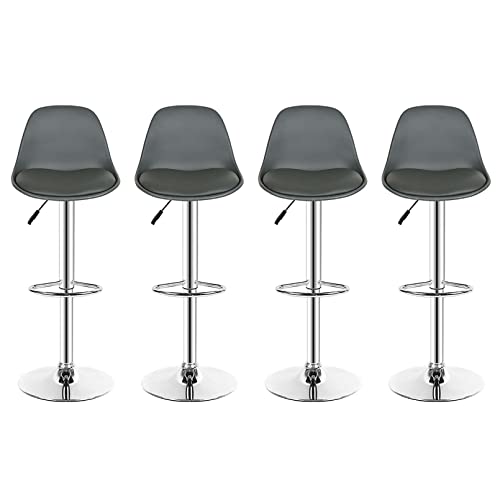 homewell Barhocker 2/4/6/8 er Set höhenverstellbar mit lehne drehbar Küchenhocker Bistrohocker 360° Drehstuhl belastbar 150 kg (4er grau) von homewell