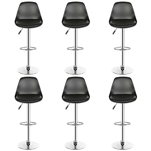 homewell Barhocker 2/4/6/8 er Set höhenverstellbar mit lehne drehbar Küchenhocker Bistrohocker 360° Drehstuhl belastbar 150 kg (6er schwarz) von homewell