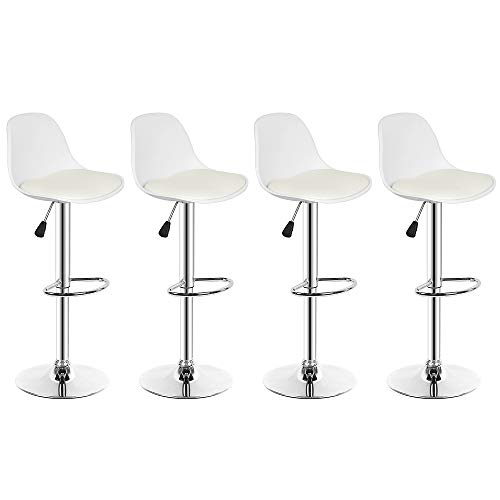 homewell Barhocker 4er Set, Gepolsterter Drehhocker mit Luftheber-Design, Chrombasis, Kunstleder Barstuhl Belastbar 150kg, Höhenverstellbar, Barstühle mit Lehne Küchen von homewell