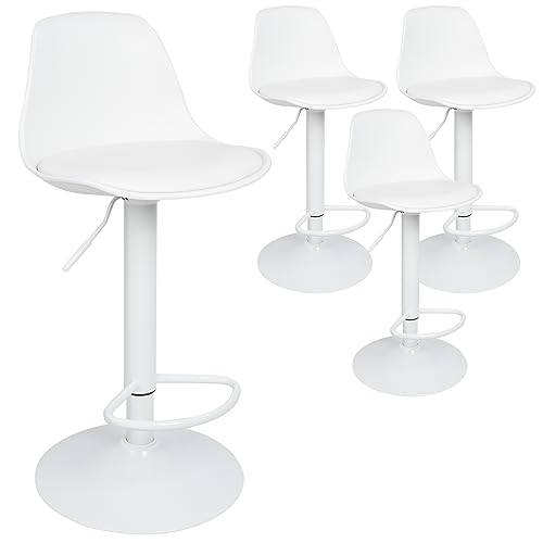 homewell Barhocker 4er Set, Gepolsterter Drehhocker mit Luftheber-Design, Kunstleder Barstuhl mit Lehne Küchen, Höhenverstellbar, Barstühle Belastbar 150kg (Weiß) von homewell