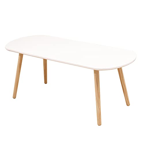 homewell Couchtisch mit Regal, skandinavisch, massiver Tisch und Beinen aus Eichenholz, für Wohnzimmer, Schlafzimmer, Café, Büro von homewell