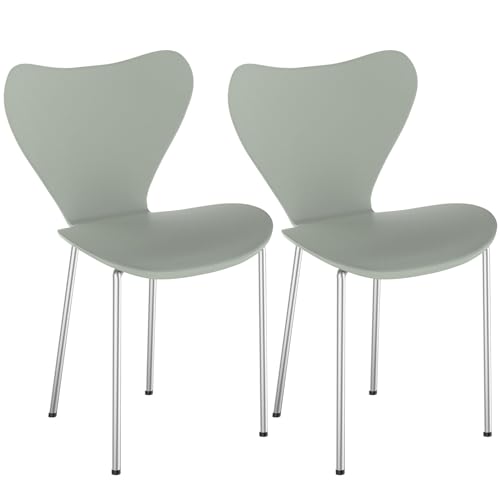 homewell Esszimmerstühle, stapelbar, Küchenstuhl mit Rückenlehne, skandinavischer Stuhl, Polypropylen, für Esszimmer, Wohnzimmer, Garten, Küche 4 Stück von homewell