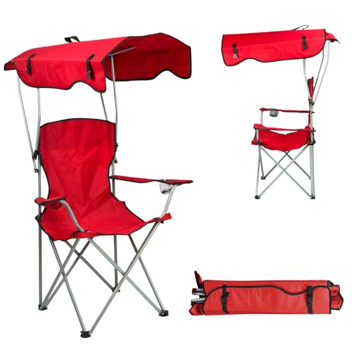 homewell Faltbarer Campingstuhl mit Vorzelt, Angelstuhl mit Getränkehalter und Tragetasche, belastbar bis 130 kg von homewell