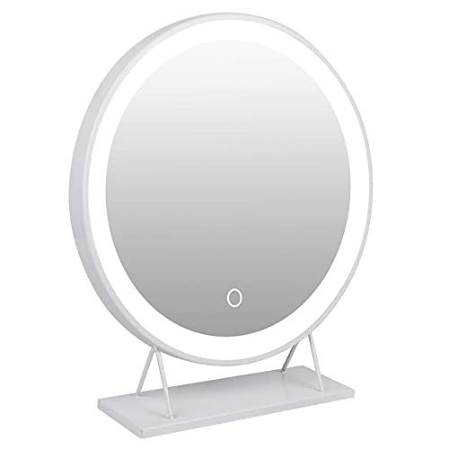 homewell Kosmetikspiegel mit Beleuchtung rund Schminkspiegel mit licht LED Tischspiegel groß (Weiß Φ40cm) von homewell