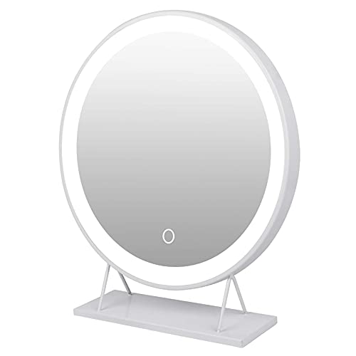 homewell Kosmetikspiegel mit Beleuchtung rund Schminkspiegel mit licht LED Tischspiegel groß (Weiß Φ50cm) von homewell