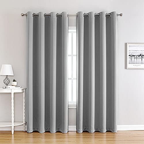 homewell Vorhänge Blickdichte Verdunkelungsvorhänge Kälte- und Hitzeschutz Verdunkelungsvorhänge Ösenvorhänge H 240 x B 140 cm, Hellgrau, 2er Set von homewell