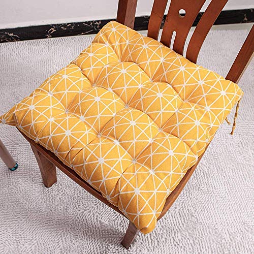 homeyuser 2 gepolsterte Sitzkissen für Gartenmöbel, Esszimmerkissen mit Bändern (Gelb) von homeyuser