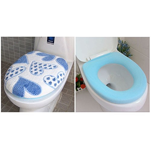 homeyuser WC-Sitzbezug 2 Stück Waschbar Toilettendeckel & Tankdeckel Pads Toilettenmatte Toilettensitzkissen (blau) von homeyuser