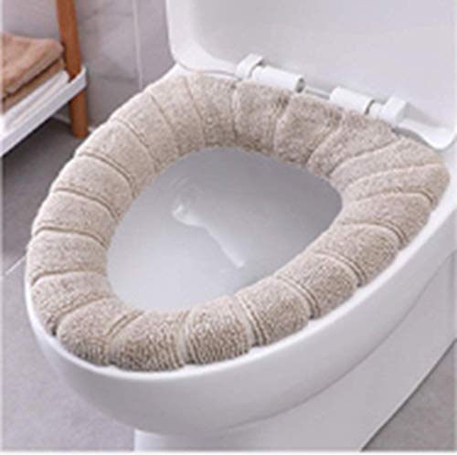 homeyuser Toilettensitzbezug Toilettensitzbezug Bezug Pad waschbar Wärmer Soft Coral Fleece WC Sitz Kissen (Beige) von homeyuser