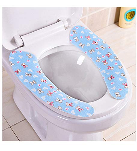 homeyuser WC-Sitzkissen für Badezimmer, selbstklebendes Wärmekissen, Toilettensitz-Deckel-Polster (Blaues Hase) von homeyuser