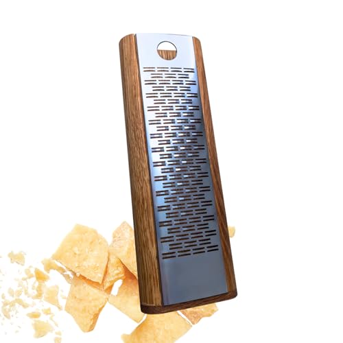 Homiez Premium Käsehobel/Käsereibe mit Behälter aus Eichenholz und reibe aus Edelstahl - Parmesanreibe mit Behälter - Küchenhobel/Küchenreibe - Gemüsehobel/Gemüsereibe (Eichenholz Premium, Holz) von homiez