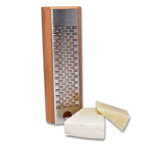Homiez Premium Käsehobel/Käsereibe mit Behälter aus Kirschholz und reibe aus Edelstahl - Parmesanreibe mit Behälter - Küchenhobel/Küchenreibe ideal für Hartkäse oder als Muskatreibe Homiez Premium Käsehobel/Käsereibe mit Behälter aus Kirschholz und reibe aus Edelstahl - Parmesanreibe mit Behälter - Küchenhobel/Küchenreibe ideal für Hartkäse oder als Muskatreibe von homiez