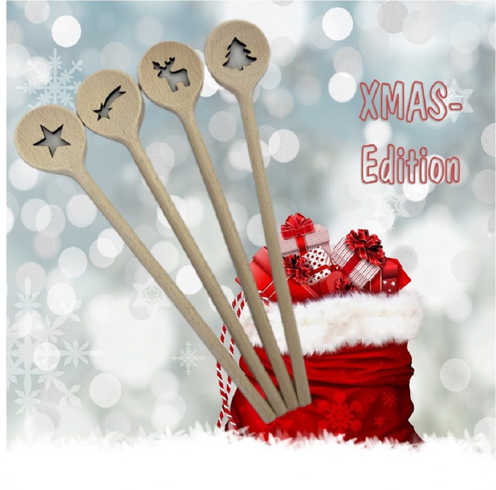 homiez Kochlöffel 4-er Set Weihnachtsmotive Buchenholz 30 cm homiez Kochlöffel 4-er Set Weihnachtsmotive Buchenholz 30 cm von homiez