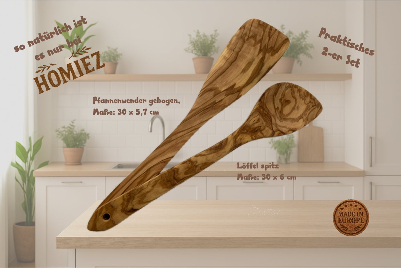 homiez Kochlöffel Küchenhelfer Set Olivenholz 2-er Set / verschiedene Ausführungen homiez Kochlöffel Küchenhelfer Set Olivenholz 2-er Set / verschiedene Ausführungen von homiez