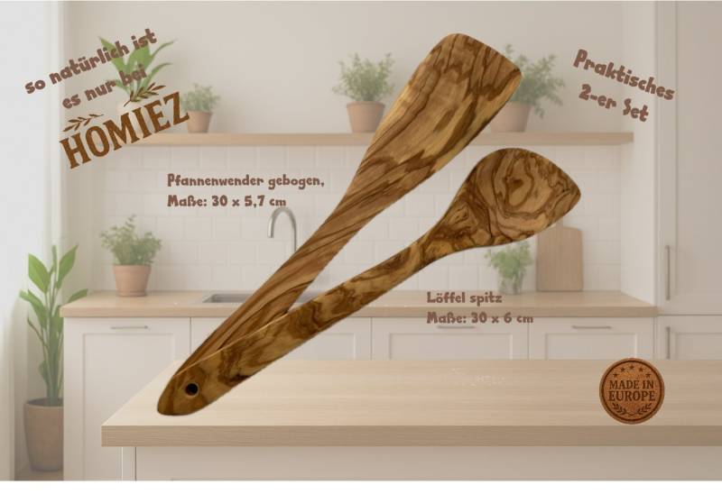 homiez Kochlöffel Küchenhelfer Set Olivenholz 2-er Set / verschiedene Ausführungen homiez Kochlöffel Küchenhelfer Set Olivenholz 2-er Set / verschiedene Ausführungen von homiez