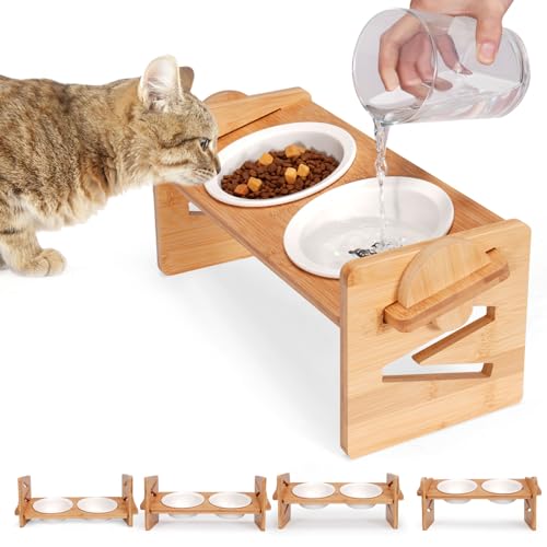 Erhöhte Hundenäpfe für kleine Hunde Erhöhte Katzennäpfe Keramik 2er Set geneigte Katzenfutterschalen Ständer Weiß Verstellbar für Haustier Spülmaschinenfest Erhöhte Hundenäpfe für kleine Hunde Erhöhte Katzennäpfe Keramik 2er Set geneigte Katzenfutterschalen Ständer Weiß Verstellbar für Haustier Spülmaschinenfest von hominjoy