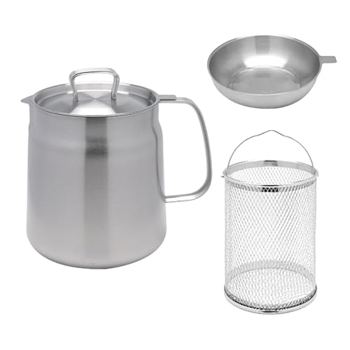 Fritteusentopf aus Edelstahl mit Frittierkorb, antihaftbeschichtet, kleine Fritteuse für Zwiebelringe, Restaurant, Picknick, Stil A, 2 l von hominjoy