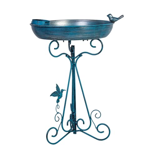 Vogeltränke Vogelfutterstation Wetterfest Blau Metall Ornament Garten Hof Dekoration für Draußen Kinder von hominjoy