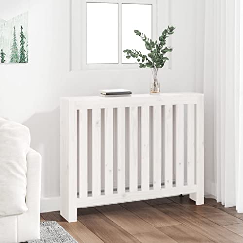 HOMIUSE 108,5x19x84 cm Heizkörper Verkleidung Heizung Heizkörper Abdeckung Landhausstil Heizungsverkleidung Heizungsabdeckung für Schlafzimmer Wohnzimmer Radiator Cover Weiß Massivholz Kiefer von homiuse