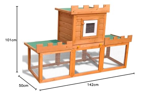 homiuse 142x50x101 cm Großer Kaninchenstall Kleintierkäfig Einzelhaus Meerschweinchen Haus Hasenstall Hasen ZubehöR Meerschweinchen KäFig Hasenstall DraußEn Winterfest HamsterkäFig Holz von WIFESE