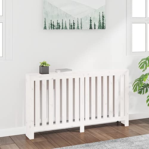 HOMIUSE 153x19x84 cm Heizkörperverkleidung Heizung Heizkörper Abdeckung Landhausstil Heizungsverkleidung Heizungsabdeckung für Wohnzimmer Schlafzimmer Radiator Cover Weiß Massivholz Kiefer von homiuse