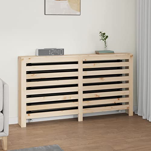 HOMIUSE 153x19x84 cm Heizkörperverkleidung mit Horizontalen Latten Heizkörper Abdeckung Landhausstil Heizungsabdeckung Heizungsverkleidung für Wohnzimmer Schlafzimmer Braun Massivholz Kiefer von homiuse