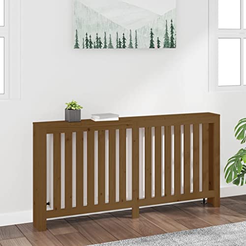 HOMIUSE 169x19x84 cm Heizkörperverkleidung Heizung Heizkörper Abdeckung Landhausstil Heizungsverkleidung Heizungsabdeckung Radiator Cover für Schlafzimmer Wohnzimmer Honigbraun Massivholz Kiefer von homiuse