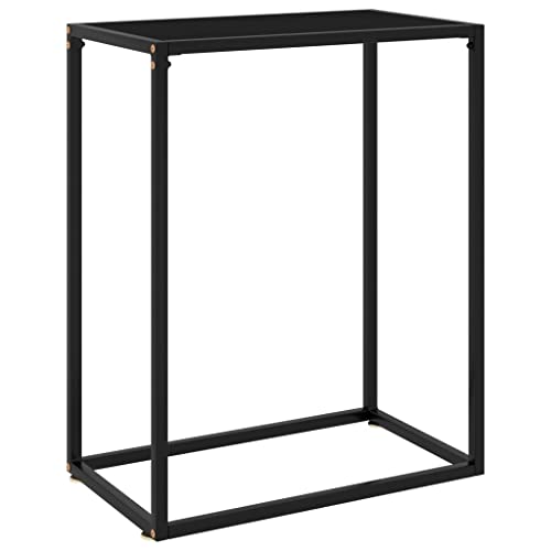 homiuse 60x35x75cm Konsolentisch Schwarz Hartglas Beistelltisch Bartisch Sideboard Wohnzimmer Regal Schwarz Beistelltisch Schwarz Metallregal Schwarz Konsolentisch Schwarz Regal Metall Schwarz von homiuse