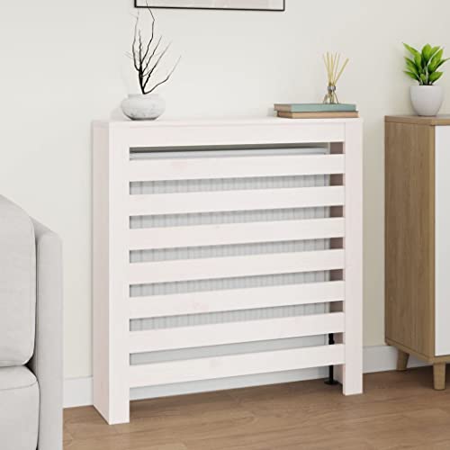 HOMIUSE 79,5x19x84 cm Heizkörperverkleidung mit Horizontalen Latten Heizkörper Abdeckung Landhausstil Heizungsverkleidung Heizungsabdeckung für Schlafzimmer Wohnzimmer Weiß Massivholz Kiefer von homiuse