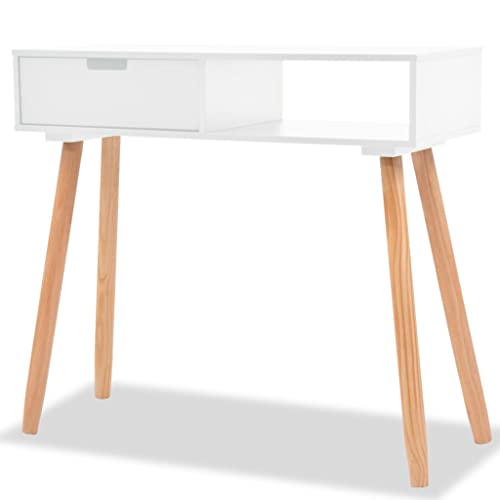 homiuse 80x30x72cm Konsolentisch Kiefernholz Massiv Konsolentisch Weiss Beistelltisch Konsolentisch Bartisch Sideboard Wohnzimmer Konsolentisch Schmal Sideboard Holz Fußpolstern 1 Schublade von homiuse