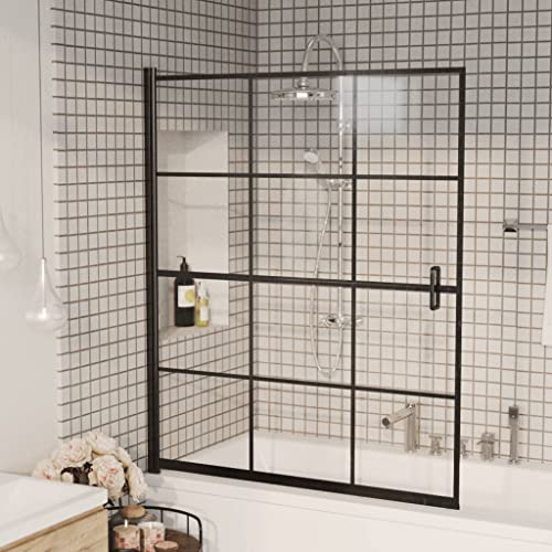 HOMIUSE Duschkabine ESG 116x140 cm Schwarz Duschwand für Badewanne Duschwand Glas Badewannenaufsatz Duschabtrennung Badewannenfaltwand Duschglaswand Duschtrennwand Elegant & Modisch Klares Aussehen von homiuse