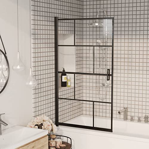 HOMIUSE Duschkabine ESG 80x140 cm Schwarz Duschwand für Badewanne Duschwand Glas Badewannenaufsatz Duschabtrennung Badewannenfaltwand Duschglaswand Duschtrennwand Elegant & Modisch Klares Aussehen von homiuse