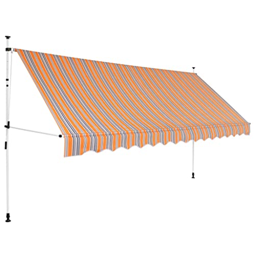 HOMIUSE Einziehbare Markise Handbetrieben 350 cm Klemmmarkise Balkonmarkise Sichtschutz Balkon Fenstermarkise UV Beständig Höhenverstellbar Wasserdicht Hohe Lichtechtheit Mehrfarbig Polyester von homiuse