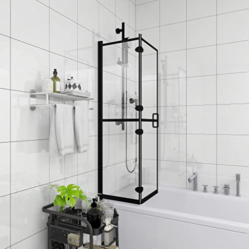 HOMIUSE Faltbare Duschkabine ESG Schwarz 120x140 cm Duschwand Klappbar Duschwand für Badewanne Duschwand Glas Badewannenaufsatz Duschabtrennung Badewannenfaltwand Klares Aussehen Elegant & Modisch von homiuse