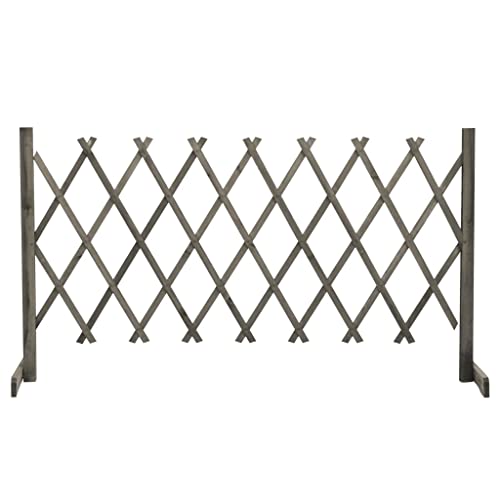 HOMIUSE Garten-Rankzaun Grau 150x80 cm Massivholz Tanne Türgitter Ohne Bohren Treppenschutzgitter Ausziehbar Absperrgitter Gartenzaun Holzzaun für Garten Schutz Privatsphäre Erweiterbares Design von homiuse