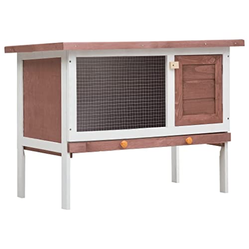 HOMIUSE Hasenstall Kaninchenstall 1 Ebene Braun Holz Meerschweinchen Haus Hasen ZubehöR Meerschweinchen KäFig Hasenstall DraußEn Winterfest HasenkäFig Kaninchenhaus HamsterkäFig Holz 90x45x65 cm von homiuse